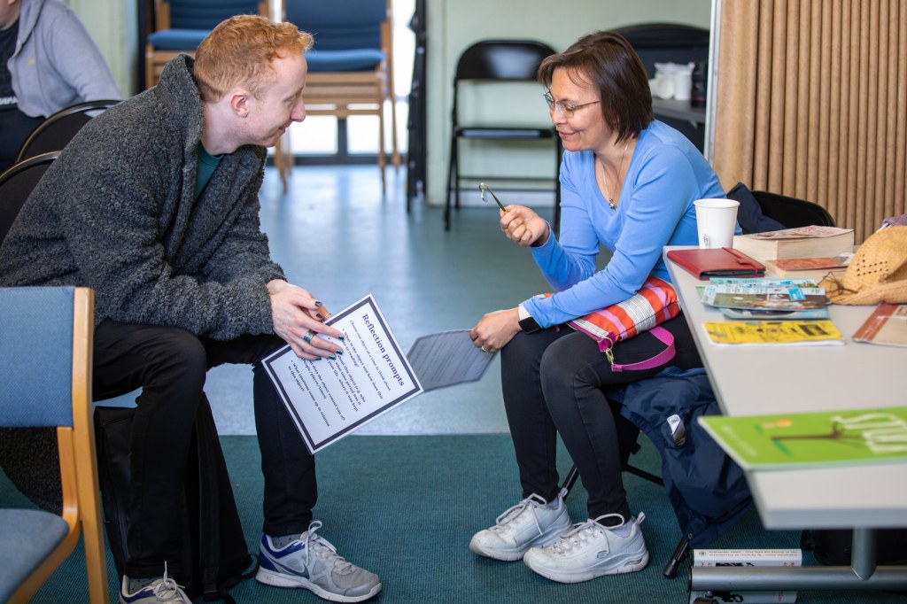 Two guests deep in discussion