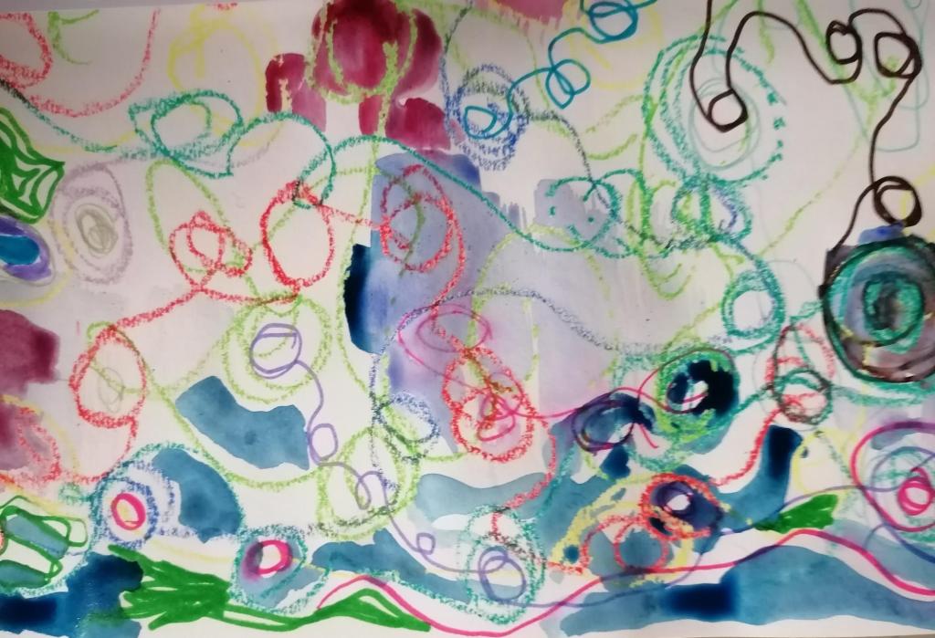 Brightly coloured swirls of different colours